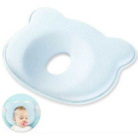 Baby pillow, baby pillows and cushions, child cloud cushion, orthopedic baby pillow, anti flat head plagiocephaly syndrome, baby head wedge memory foam pillow (blue)