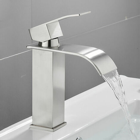 Waterfall lavatory faucet Bathroom faucet with ceramic coil Hot and cold water Single handle lavatory faucet optional Lead free Nickel free