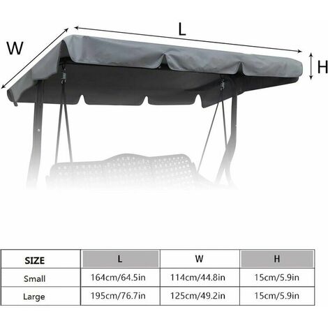 Replacement Canopy for 3 Seater Garden Swing Seat, Universal Replacement Canopy for Outdoor Garden Swing Seat, Waterproof UV Protection Replacement Swing Canopy Cover (Gray,S)