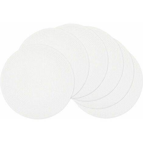 Set of 6 Braided Round Placemats for Dining Tables 15 Inch Washable Placemat (White, 6) (1/3)