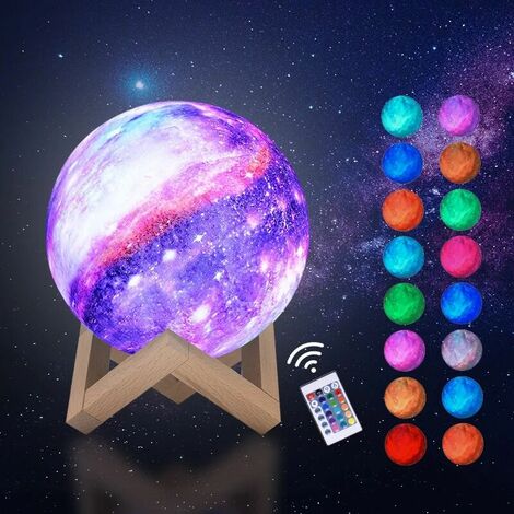 3D Moon Light, RGB 16 Colors LED Moon Space Light 15cm Diameter, USB Rechargeable Cosmic Star Night Light with Remote Control Mood Night Light for Bedroom, Gift, Decoration (1/5)