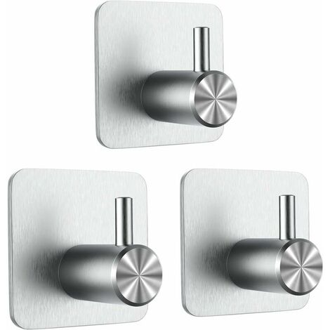 Pieces 3M Adhesive Hook, Bathroom Wall Hook, No Drilling Towel Holder, Stainless Steel Kitchen Towel Hook, Silver (1/5)