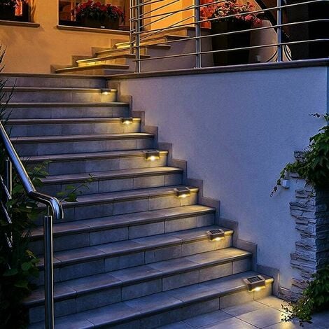 Waterproof Solar Fence Light, Solar Deck Light, Stair Light, IP65 LED Solar Garden Lights for Patio Stair Fencing (Warm Light-Black, 12 PCS)