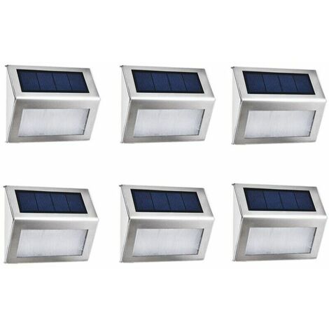 [6 Pack] Easternstar 4 LED Solar Powered Outdoor Lights, Waterproof Stainless Steel Solar Outdoor Lights for Fence Garden Stairs Path Patio Driveway（warm light） (1/5)