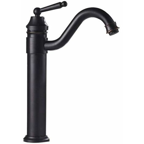 Retro Black Tall Basin Faucet 360° Swivel Basin Mixer Bathroom Faucet Bath Mixer Faucet Brass (1/2)