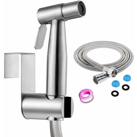 Toilet Bidet Sprayer and Stainless Steel Toilet Bidet Sprayer Kit Bidet Sprayer Kit Easy to Install With 1.5m Spring Shower Hose and Hook (1/5)