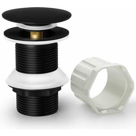 Black Sink Plug Without Overflow, Universal Pop Up Sink Plug Anti-Block Corrosion Resistant Automatic Brass Pop Up Waste, Accessories for Kitchens, Bath, Washbasin, Sink
