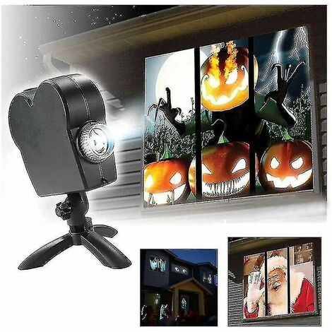 Christmas Holographic Projector for Halloween, Window Projector, Led Holographic Projection Lamp, 12 films