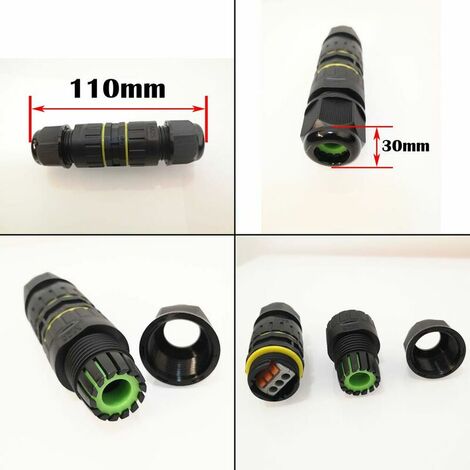Outdoor Junction Box IP68 Waterproof Electrical Cable Connector 3 Way Junction Box for Cable Ø 6 to 11mm (2Pcs)