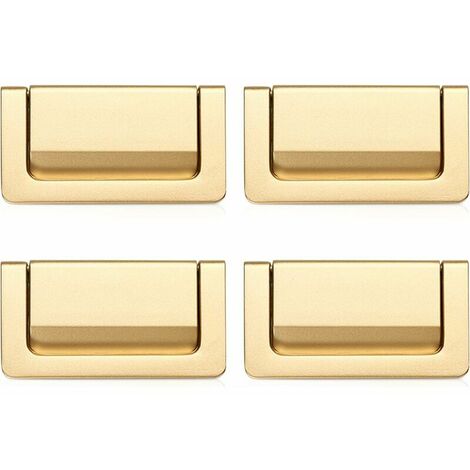 Drawer Pulls, Hidden Furniture Handles, 4 Modern Zinc Alloy Handles for Cabinets, Cabinets, Doors and Drawers (Gold, Hole Center: 64mm) (1/5)