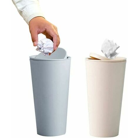 2Pcs Car Auto Trash Can, Mini Desktop Plastic Trash Can, Rotating Lid Trash Can, For Car Interior, Office, Home (Blue, Pink) (1/5)