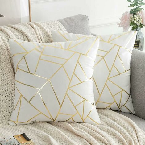 White Sofa Cushion Cover 40 x 40 Geometric Pattern Cushion Deco Cousin Decorative Living Room Set of 2 Cushion Cover (1/5)