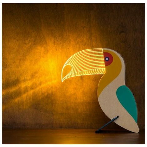 MAGIC Creative Acrylic Night Light Wooden Animals LED Lights Living Room Bedroom Decoration Toucan Shaped LED Lights - MZOZ8
