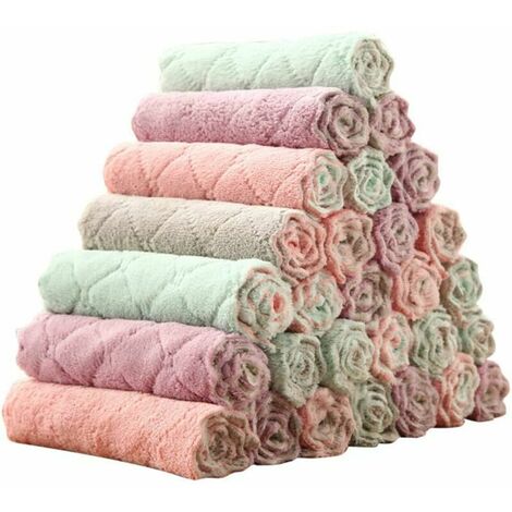 5pcs Soft Microfiber Cleaning Cloths Absorbent Lint Free Kitchen Towels Household Cleaning Cloth (1/4)