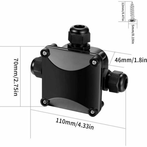Pcs IP68 Waterproof Junction Boxes, 3 Way Cable Wire Connectors, Outdoor Waterproof Junction Cable Gland Electrical Boxes for Ø5.5mm-10.2mm