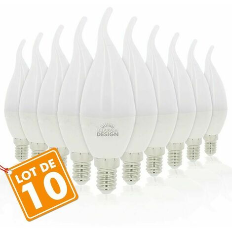 Set of 10 LED bulbs E14 Flame 6W Eq 40W Color Temperature: Warm White 2700K (1/5)