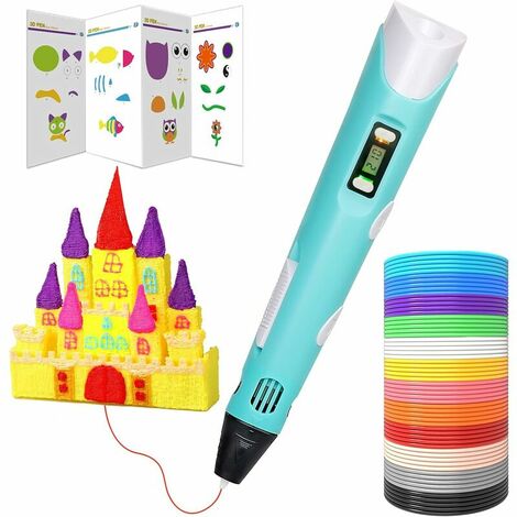 3D Printer Pen Set for Kids and Adults, 3D Printer Gift with 12 Colors 1.75mm PLA Filament, Each Color 3 Meters, 250 Stencils eBook, Blue 02A
