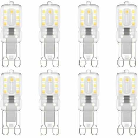 8 Pack G9 LED Light Bulbs, G9 LED 220V Natural White 5500K 3W Halogen Equivalent 30W [Energy Class E] (1/5)