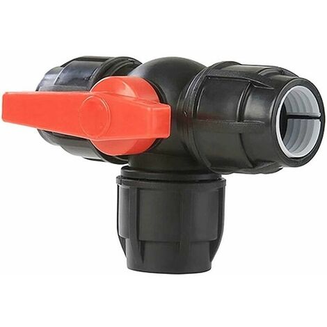 T Shaped Three Way Plastic Ball Valve, Quick Connect PE Quick Connector, Used For Irrigation And Pipeline Sewage Industry ( Color : Black type , Size : 25mm ) (1/5)