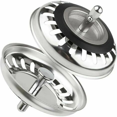 Lot of 2 Kitchen Sink cap, Universal Kitchen Sink Filter 79.3mm, Stainless steel anti -lock flanged stop, for kitchen and bathroom (1/5)