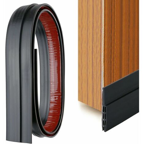 Cold Draft Stopper Door Draft Excluder, 3 Showers Noise Canceling Silicone Sealing Strip, Insulating Cold Draft and Insects (Black) (1/5)