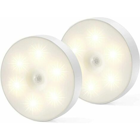 LED night light, magnetic indoor motion detection light with free adhesive pad, can be pasted anywhere, USB charging wireless sensor warm white 124 2 packs (automatic 4000K) (1/5)