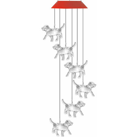 LED Solar Bee Wind Chimes, Movable Hanging Wind Chimes for Home Garden Decoration - Red Dog Shell
