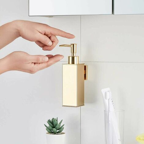 304 Stainless Steel Wall Mounted Soap Dispenser for Home Decor (Golden) (1/4)