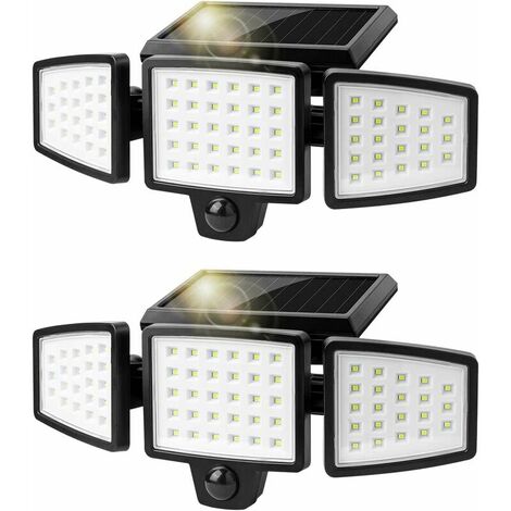Solar Lights Outdoor, 72 LED Solar Lights Outdoor Motion Sensor 1000LM 6500K, 360° Rotatable Outdoor Solar Spotlight, LED Security Floodlight IP65 Waterproof, 270° Lighting Angle [Energy Class A++]
