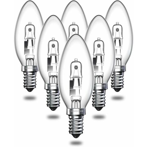 oRight Halogen Candle Light Bulbs 28W, E14 SES Halogen Bulb C35 Small Edison Screw Bulb Vintage Halogen Lamp - Warm White 2700K - 310lm - Dimmable - Pack of 6