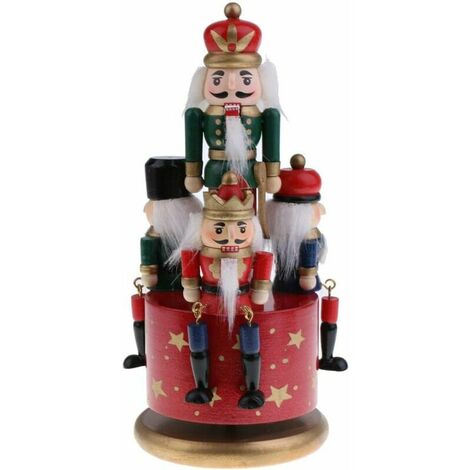 To Music Shape Breaks- Wooden Figurine 4 Objects Birthday Gift For Child Family, Red Base