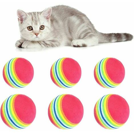 Cat Balls Toy Foam Toy Ball Cat Foam Colorful Bouncing Balls Toy Eva Supplies for Dogs, Puppies, Kittens, Interactive Game/Training, Stimulating Hunting Instinct (6 Pieces)