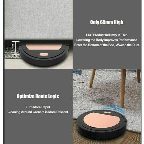 Cheap Floor Mopping Robot Vacuum Cleaner 3 in 1 Automatic Ultra-Thin And Quiet Vacuum Cleaner Lightweight Rechargeable And Silent For Floor Car Hair etcBlack