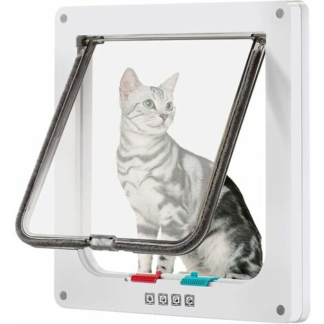 Large Pet Door (External Size 27.94cm x 24.89cm), 4-Way Lockable Cat Door for Windows and Sliding Glass Door for Small Dogs 63cm Circumference