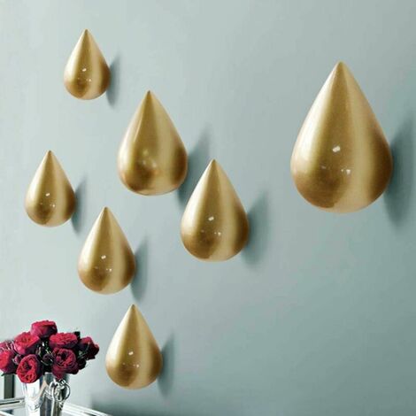 Set of 2 Creative Teardrop Coat Hooks Wall Decor Modern Decoration, 7.5 x 4.8 / Gold (1/5)