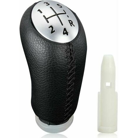 Speed Manual Gear Shift Knobs for Renault Clio III 2005-09, Megane 2 Laguna 2003-09, Black Leather, with Adapter (1/5)
