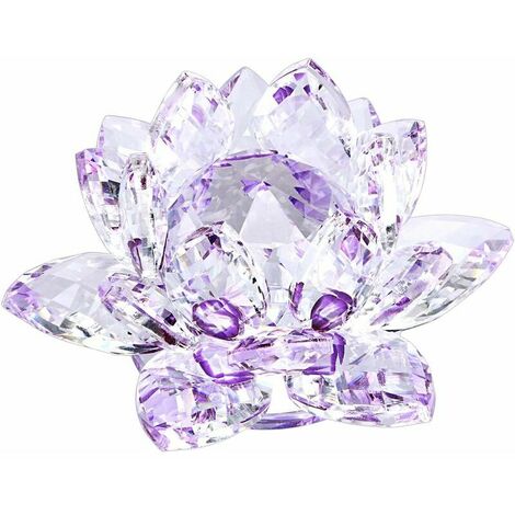 Crystal lotus flower, diameter 100 mm - for home decoration, ideal gift for birthdays, parties (purple) (1/5)