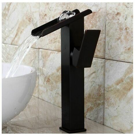 Faucet Waterfall sink mixer bathroom basin a small fountain matte black copper