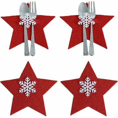 Set of 12 Christmas Tree Cutlery Holders - Red and Gray - for Christmas Table Decoration (1/5)