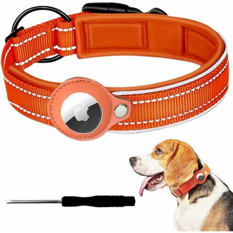 Airtag Dog GPS Tracker Mini Airtag Collar Orange, for Small Medium Dogs, Anti-Lost Tracking Dog Collar, Collar Size: 2.5cm×25cm-35cm