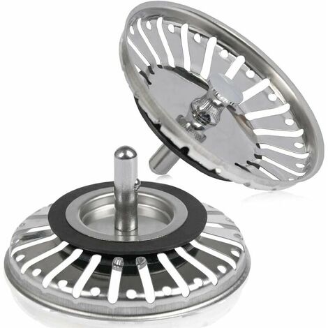 2PCS Sink Strainer/Sink Plug Stopper Hole Kitchen/Bathroom Strainer Diameter 84mm with Ball End, Stainless Steel -