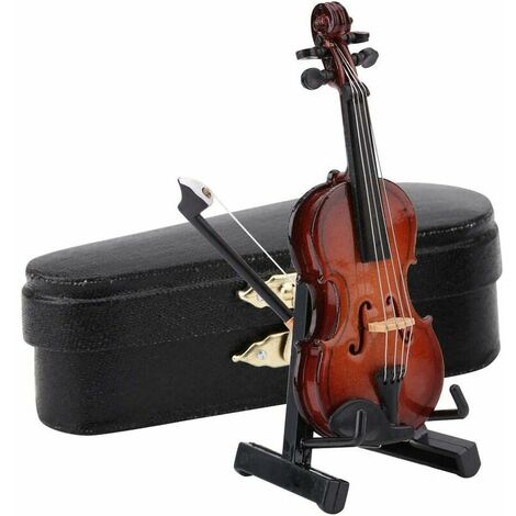 Miniature Violin, Wooden Mini Violin Model with Stand for Musician Home Office Shop Decoration Gift (1/5)