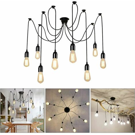 Industrial Pendant Light, Multiple Vintage Retro Spider Chandelier Ceiling Light Pendant Lighting Adjustable Length for Living Room Dining Room Bedroom Kitchen (No Bulb) 8pcs (1/5)