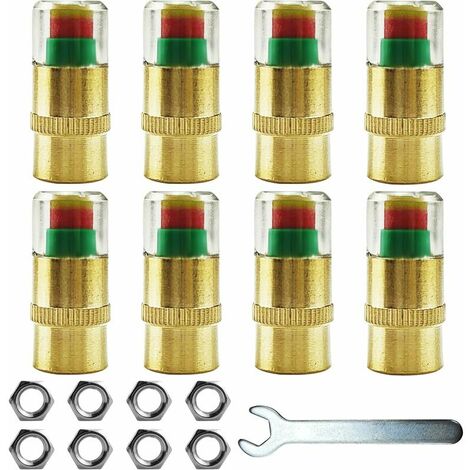 Set of 8 Car Tire Pressure Monitoring Valve Caps, suitable for Most Car Models (Tire Pressure 2.4 Bar), with Wrench and 8 Nuts. (1/5)