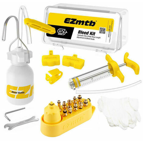 FlkwoH Bike Hydraulic Disc Brake Bleed Tool Bleeder Kit MTB Road Bike Brake Bleeding Kit Bike Mineral Oil Fluid Set Metal Adapter (1/5)