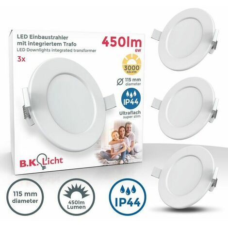 LED recessed spotlights bathroom spotlights recessed spotlights ultra flat lamp ceiling spotlights IP44 3x (1/5)