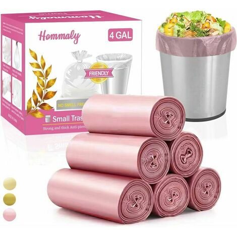 Gallon/180 Pieces Small Pink Trash Bags Strong Pink Garbage Bags, Bathroom Trash Liners, Plastic Bags for Home, Bedroom, Office, Wastebasket Liner, Fits 12-15 Liters , 3,3,5,4,4,5g (1/5)