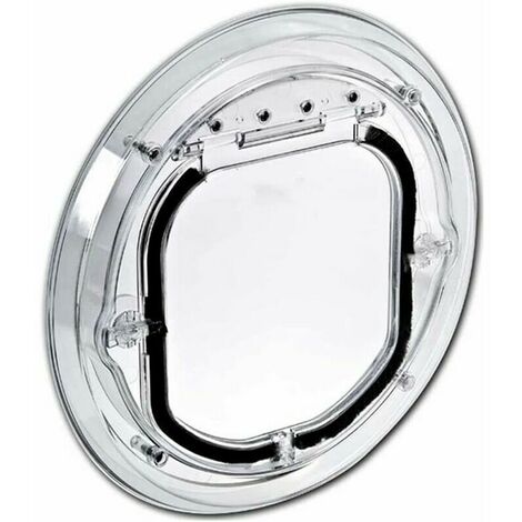 Position Cat Flap, Round Clear Flap Cat Flap with Tunnel,Dog Cat Flap Cutout Cover,Lockable Cat Mate Small Pet Doors (L,Clear)