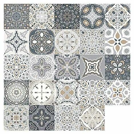 Carrelae Stickers Retro Mosaic Tile Stickers Moroccan Style Self Adhesive Transfer Tiles Bricolae for Decoration Home Bathroom Kitchen (24 Pieces,10 x 10 ) (1/5)