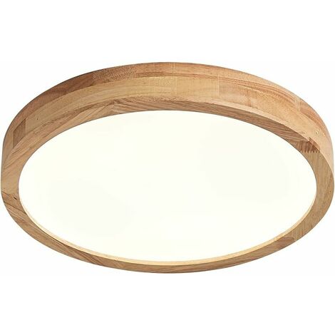 Wooden LED ceiling light, 20 W, neutral white, 4500 K, 1600 lm, round wooden ceiling light Ø 30 cm, for living room, kitchen, dining room, hallway, home, office, children's room (1/5)